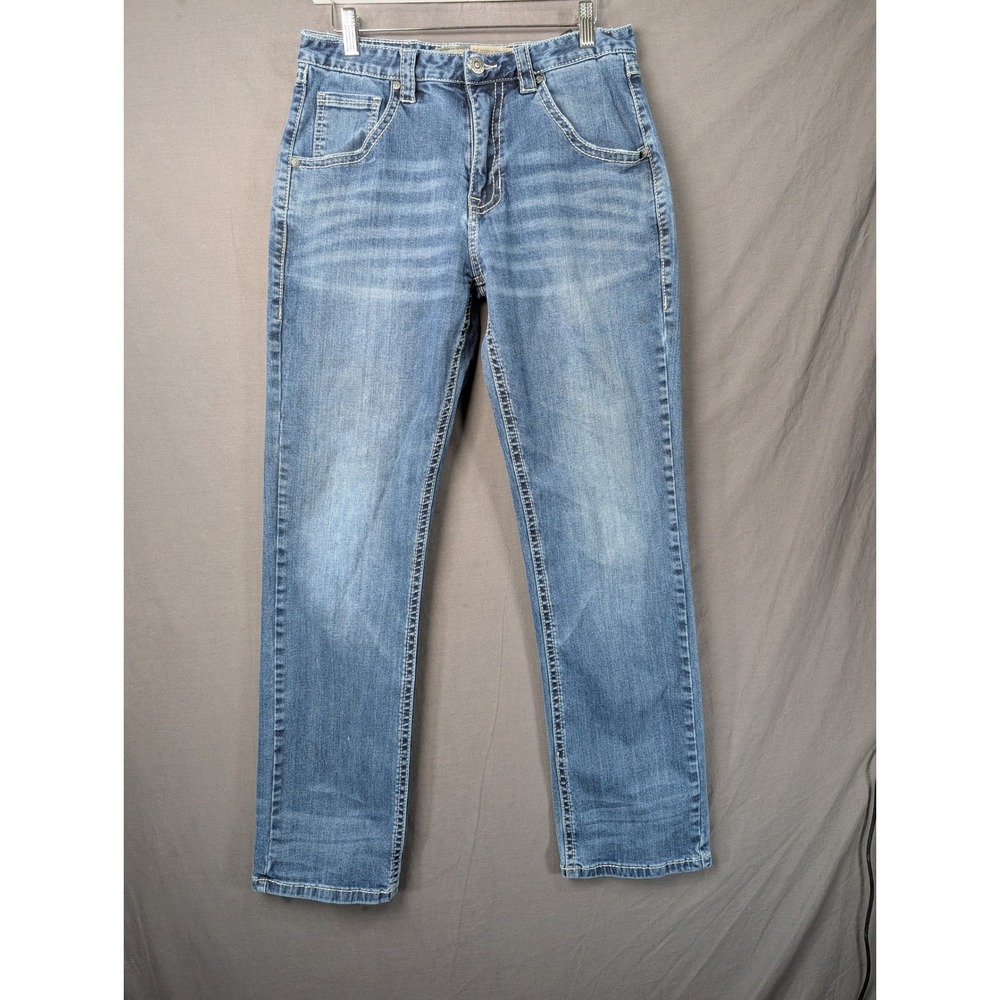 Rock & Roll Cowboy Mens Double Barrel Straight Leg Jeans 32x34 Blue Denim